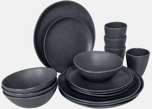 Bo-Camp Bo Camp 16 delige Serviesset Hoxton melamine donkergrijs