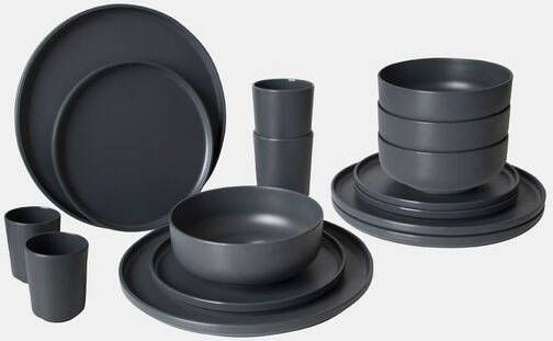 Bo-Camp Bo Camp Industrial Servies Patom 100% Melamine 16 Delig Donkergrijs