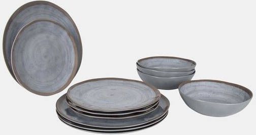 Bo-Camp Bo Camp 12 delige Serviesset Halo melamine grijs en terrakleurig
