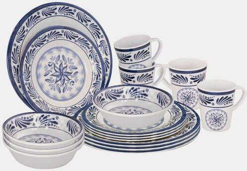 Bo-Camp Bo Camp Servies 100% Melamine 16 delig Hollands Blauw