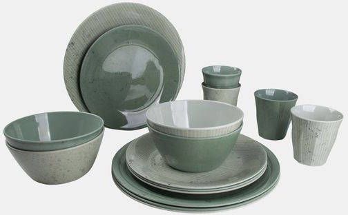 Bo-Camp Bo Camp 16 delige Serviesset Mix & Match melamine groen