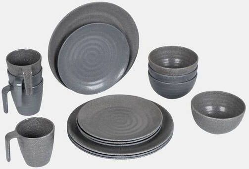 Bo-Camp Bo Camp Servies 100% Melamine 16 Delig Stone Middengrijs