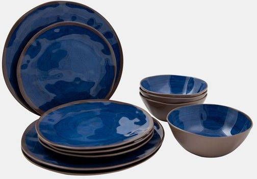 Bo-Camp Bo Camp 12 delige Campingserviesset Halo melamine blauw