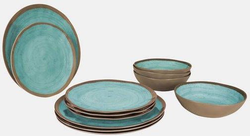 Bo-Camp Bo Camp Servies Halo Terra/Aqua 12 delig Blauw/Bruin