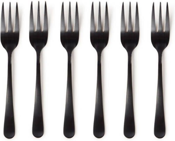 Amefa gebaksvorkjes Austin vintage zwart 6 delig