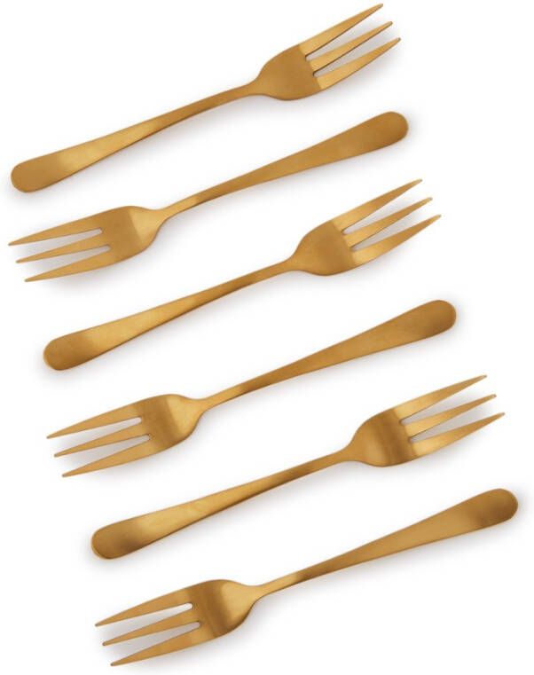 Amefa gebaksvorkjes Austin vintage goud 6 delig
