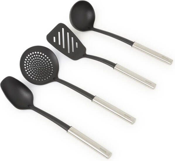 Brabantia Profile Keukengerei Anti aanbak, Set Van 4(Soeplepel, Opscheplepel, Bakspaan, Schuimspaan) Rvs