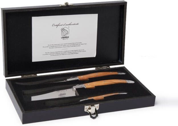 Laguiole Style De Vie Luxury Line Kaasmessenset 3-delig Olijfhout