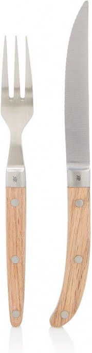 WMF Steakbestek Ranch Cromargan edelstaal 18/10 gematteerd, eikenhout geolied, 12 delig(set, 12 delig )