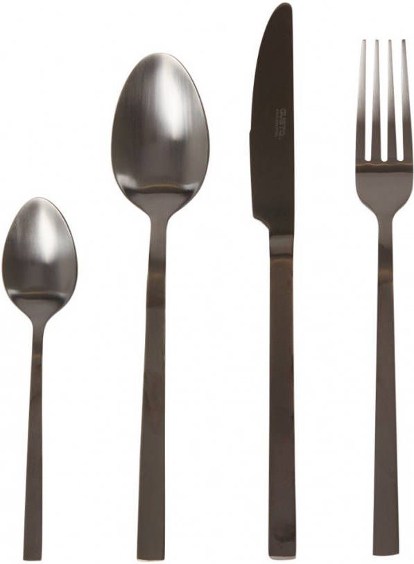 Trendhopper Bestekset Comida 16 delig zwart