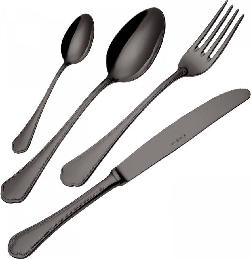 EME Bestekset Domus 18/10 24 delig Zwart 6 persoons