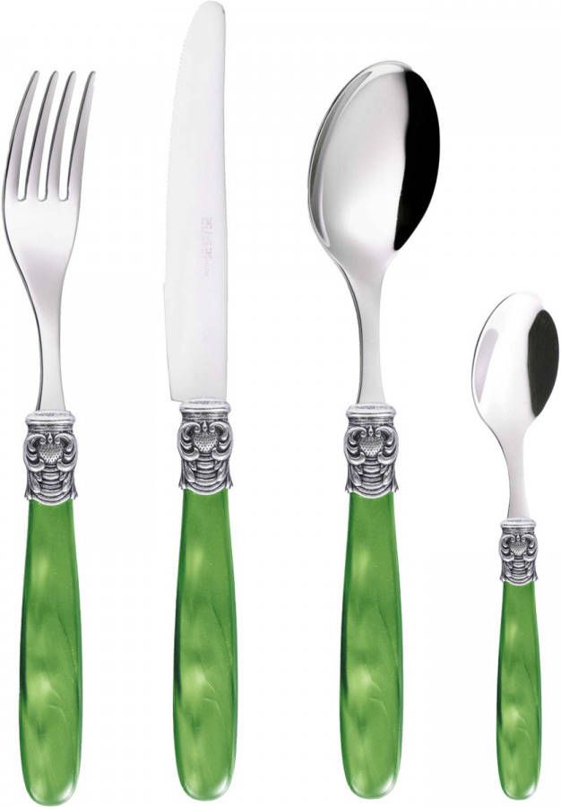 EME Bestekset Mona Lisa 18/10 24 delig Groen Zilver 6 persoons