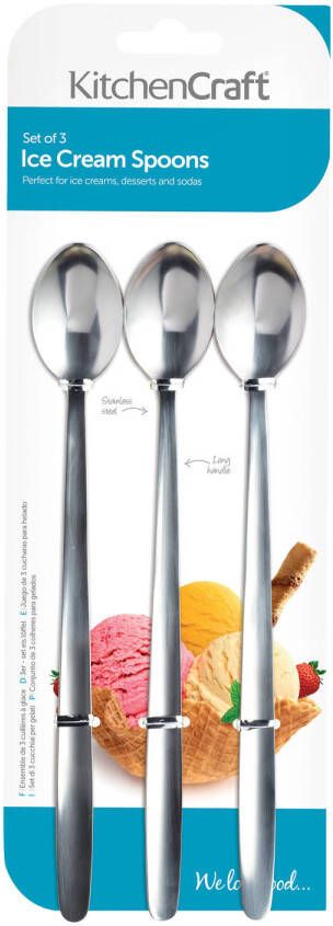 KitchenCraft Dessertlepels 18 Cm Rvs Zilver 3 Stuks