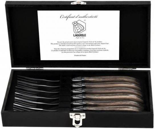 Laguiole Style de Vie Luxury Line Vorken Olijfhout 6 Stuks