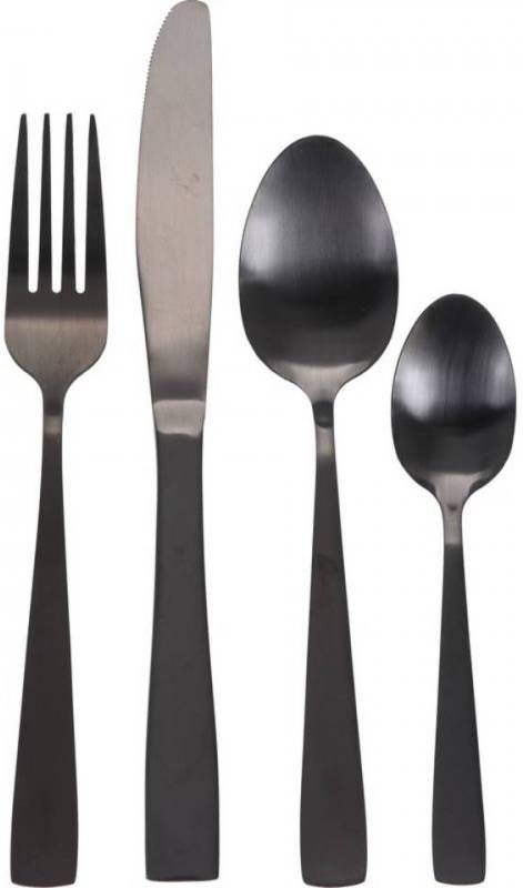 Excellent Houseware 16 delige Bestekset roestvrij staal zwart