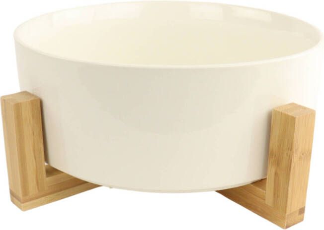 Orange85 Slakom Saladeschaal Saladecouverts Saladebestek Set Wit Bamboe