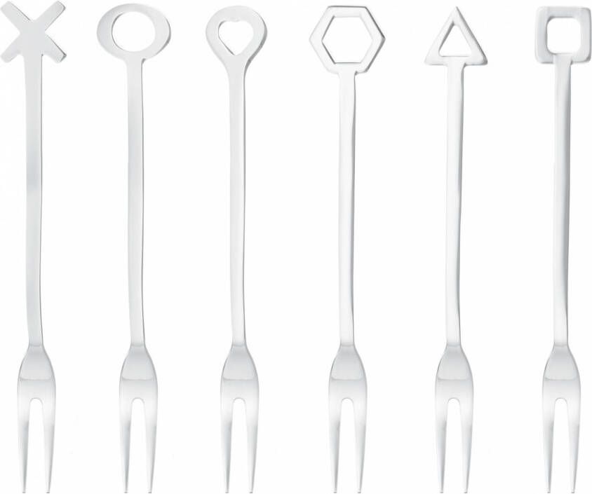 Paderno Partyvorkjes 12, 5 Cm Rvs Zilver 6 delig