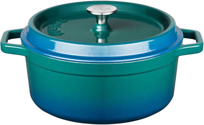 Sola Braadpan Gietijzer Ø 24 Cm Blauw/groen Inclusief Deksel