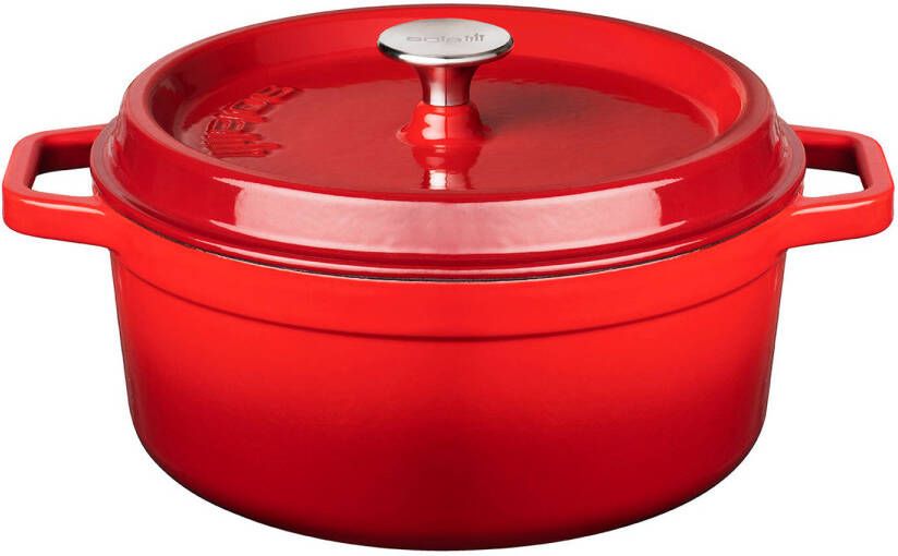 Sola Braadpan Gietijzer Ø 24 Cm Oranje/rood Inclusief Deksel