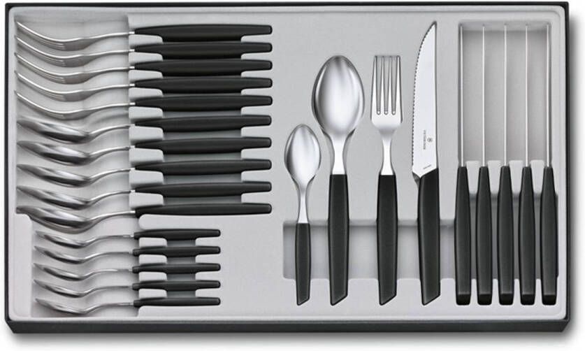 Victorinox Swiss Modern Steakmessenset 24 delig Zwart