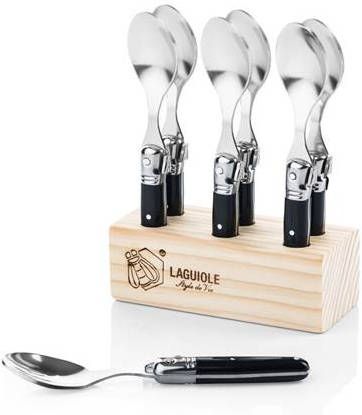 Laguiole Style de Vie Premium Line koffielepels 6 delig, zwart