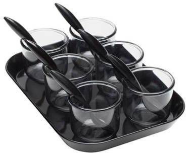 Rosy serveerset met Dienblad, dessertvormpjes en Dessertlepels,