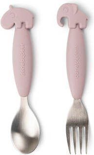 Done by Deer ™ Easy grip lepel en vork set, Hert friends Roze