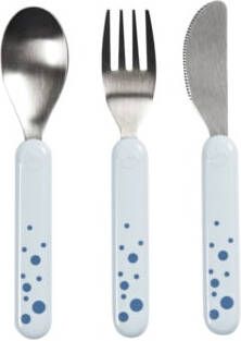 Done by Deer ™ Kinderbestek set Happy dots blauw van de 6e maand