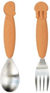 Done by Deer Baby Accessoires Yummyplus Spoon and Fork Set Sea Friends Geel