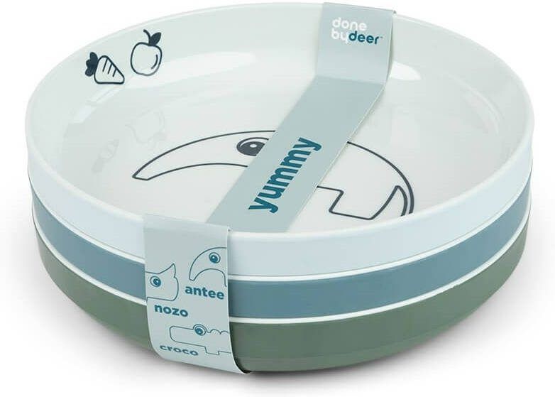 Done by Deer Baby Accessoires Yummy Mini Plate, 3 Pack Deer Friends Blauw