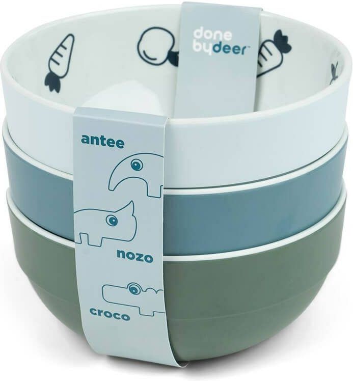 Done by Deer Baby Accessoires Yummy Mini Bowl 3 Pack Deer Friends Blauw