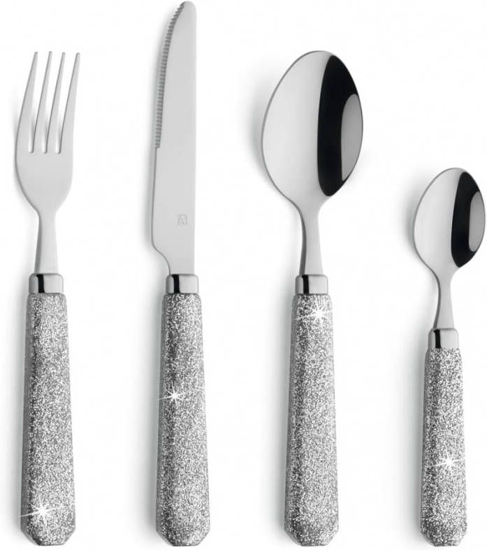 Amefa 24 delige Bestekset Mono Glitter zilverkleurig