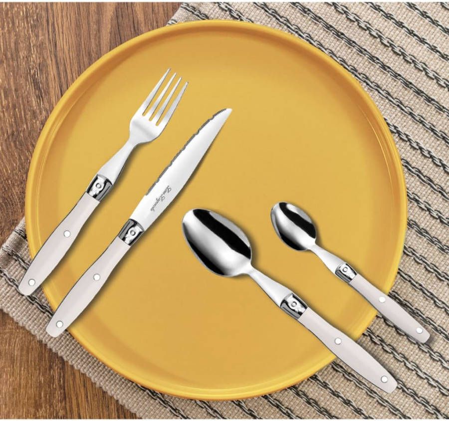 Lou Laguiole 24 delige Bestekset Comptoir crè, mekleurig