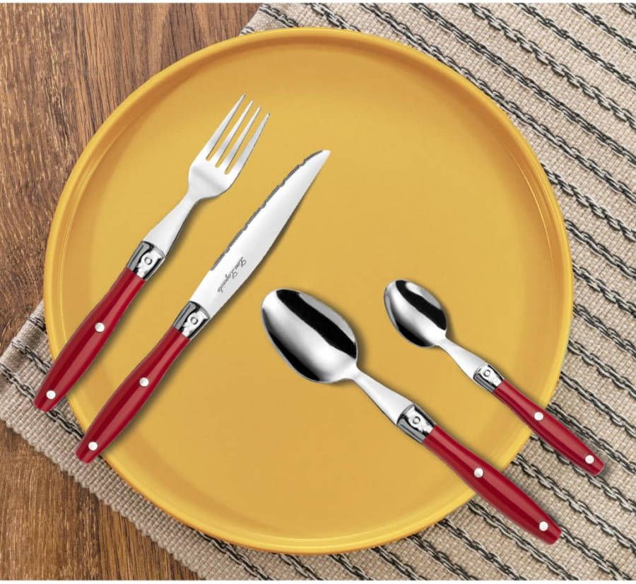 Lou Laguiole 24 delige Bestekset Comptoir rood