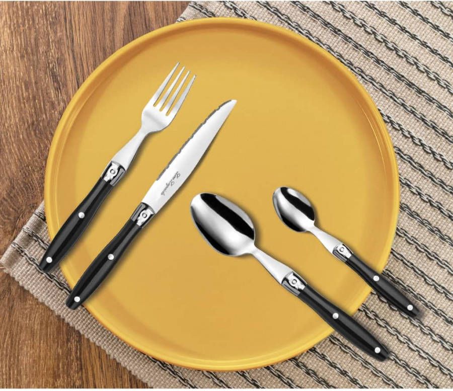 Lou Laguiole 24 delige Bestekset Comptoir zwart