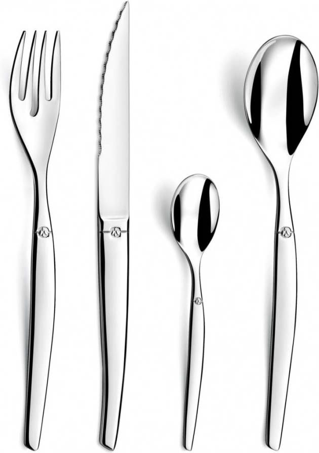 Lou Laguiole 24 delige Bestekset Jet spiegel zilverkleurig