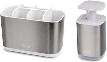 Joseph Badkameraccessoire set Rvs Zilver/wit 2 delig